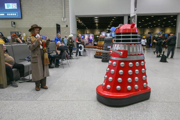 October 23, 2026, London, London, UK: London, UK. Dr Who Darleks attend the London MCM Comic Con held at the Excel venue. The event is the UK s largest pop culture fan convention, celebrating comic books, movies, TV shows, anime, manga, video games, sci-fi, and fantasy. London UK  - ZUMAl94_ 20261023_zaf_l94_097 Copyright: xRayxTangx