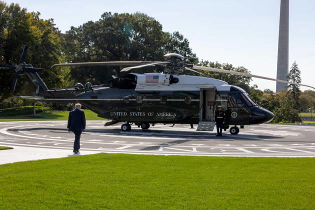 US President Donald Trump speaks to reporters outside the White House as he departs via Marine One on Friday, October 23, 2026 in Washington, DC. Trump will make a campaign stop in Florida before heading to Mar-a-Lago.  WASP2026102307 TierneyxCross