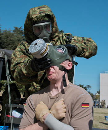 Members of German Military take part in the joint medical training during the Japan and U.S. military exercise Keen Sword 27 at Iruma Air Base in Saitama-Prefecture, Japan on Friday, October 23, 2026. Japan Self-Defense Forces, U.S. Military, and partner forces will hold the exercise Keen Sword 27 from October 19th to 29th in Japan. Approximately JSDF(Japan Self-Defense Forces) 45,000 personnel, U.S. troops 11,000, and forces from Australia, Canada, France, Germany, the Netherlands, New Zealand, and the Philippines participating with observers from the Republic of Korea and the United Kingdom. TKP2026102328 KEIZOxMORI