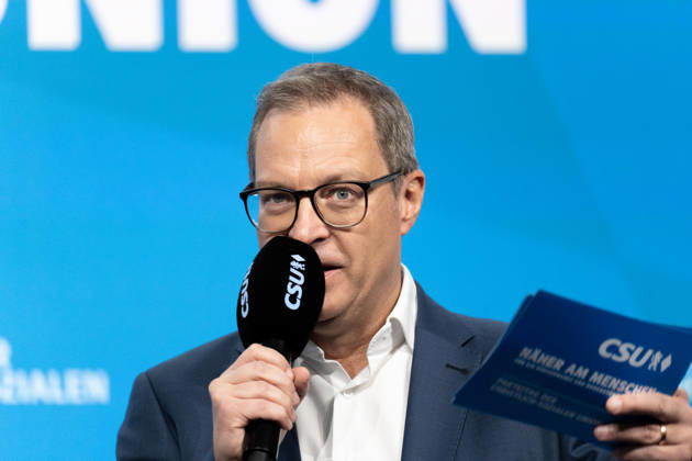 Munich, Bavaria, Germany October 23, 2026: The 2026 Party Convention of the CSU (Christian Social Union) at Messe München. Forum: LOCAL POLITICS, STRONG COMMUNITIES. A BRIGHT FUTURE. CSU Secretary-General Martin Huber (MDL)