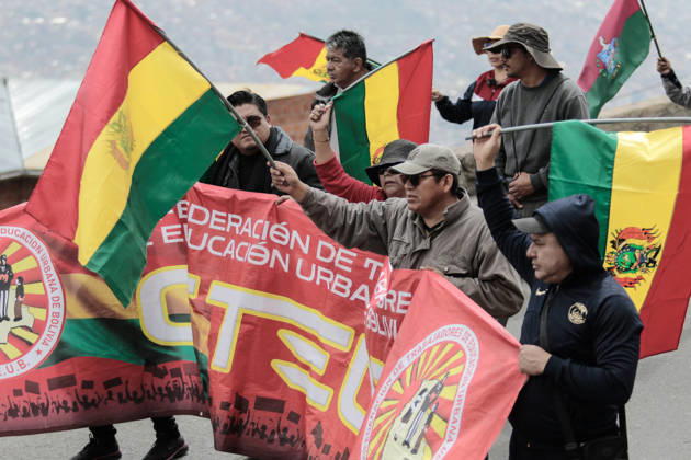 Bolivian teachers march amid the state of emergency in Bolivia LA PAZ, BOLIVIA - OCTOBER 23: Teachers wave Bolivian flags during a large march against the government amid a state of emergency in La Paz, Bolivia, on October 23, 2026. The Urban Teachers Union is holding a 24-hour nationwide strike this Friday to press a series of demands upon the national government. In La Paz, Cochabamba, Chuquisaca, and Santa Cruz, teachers are staging marches and protests, despite the state of emergency currently in effect in the country. Jorge Mateo Romay Salinas Anadolu La paz Bolivia. Editorial use only. Please get in touch for any other usage.  Copyright: x2026xAnadoluxJorgexMateoxRomayxSalinasx