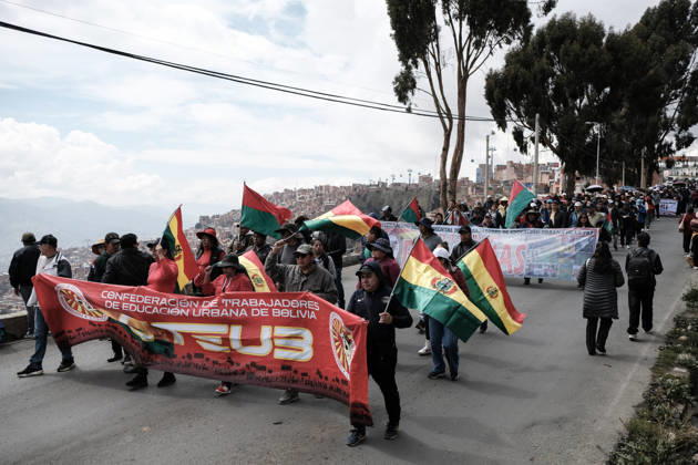 Bolivian teachers march amid the state of emergency in Bolivia LA PAZ, BOLIVIA - OCTOBER 23: Thousands of teachers descend upon the city of La Paz in a protest march against the government, amid a state of emergency in La Paz, Bolivia, on October 23, 2026. The Urban Teachers Union is holding a 24-hour nationwide strike this Friday to press a series of demands upon the national government. In La Paz, Cochabamba, Chuquisaca, and Santa Cruz, teachers are staging marches and protests, despite the state of emergency currently in effect in the country. Jorge Mateo Romay Salinas Anadolu La paz Bolivia. Editorial use only. Please get in touch for any other usage.  Copyright: x2026xAnadoluxJorgexMateoxRomayxSalinasx
