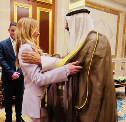 October 23, 2026, Kuwait City, Rome, Kuwait: Prime Minister Giorgia Meloni meets with the Emir of Kuwait, Sheikh Misha al Al-Ahmad Al-Jaber Al-Sabah, in Kuwait City. October 23, 2026 Kuwait City Kuwait  - ZUMAa289 20261023_zia_a289_519 Copyright: xUfficioxStampax xAgfx