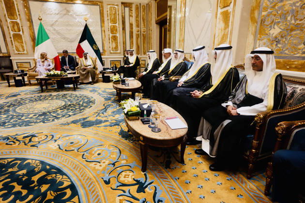 October 23, 2026, Kuwait City, Rome, Kuwait: Prime Minister Giorgia Meloni meets with the Emir of Kuwait, Sheikh Misha al Al-Ahmad Al-Jaber Al-Sabah, in Kuwait City. October 23, 2026 Kuwait City Kuwait  - ZUMAa289 20261023_zia_a289_521 Copyright: xUfficioxStampax xAgfx