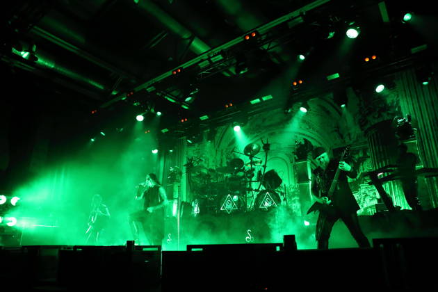 Kjell Age Damage Karlsen, Stian Tomt Shagrath Thoresen, Dariusz Daray Brzozowski, Sven Atle Erkekjetter Silenoz Kopperud and Geir Gerlioz Bratland, from left to right, from the band Dimmu Borgir at a concert at the Columbiahalle in Berlin on October 23, 2026 Behemoth Dimmu Borgir Concert Berlin