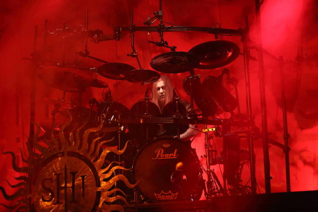 Zbigniew Robert Inferno Prominski of the band Behemoth at a concert at the Columbiahalle in Berlin, October 23, 2026 Behemoth Dimmu Borgir Concert Berlin
