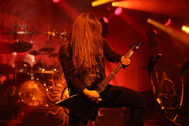 Patryk Dominik Seth Sztyber of the band Behemoth at a concert at the Columbiahalle in Berlin, October 23, 2026 Behemoth Dimmu Borgir Concert Berlin