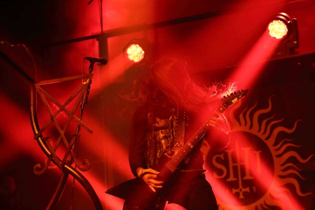 Patryk Dominik Seth Sztyber of the band Behemoth at a concert at the Columbiahalle in Berlin, October 23, 2026 Behemoth Dimmu Borgir Concert Berlin