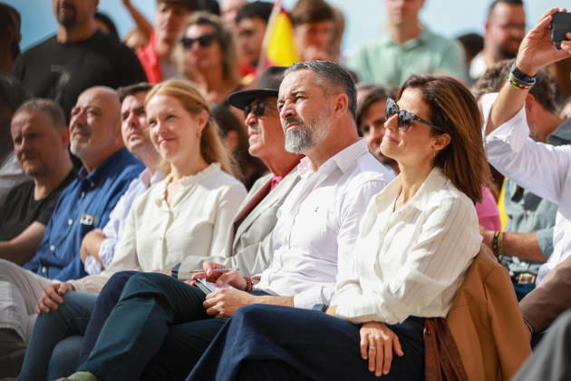 Abascal Holds a Public Event in Palma Vox President Santiago Abascal, and Vox’s candidate for the Congress of Deputies representing the Balearic Islands, Maribel Cerezo, during a public event as part of the pre-campaign for the general election on November 29, at La Seu de Mallorca, on October 24, 2026, in Palma de Mallorca, Mallorca, Balearic Islands, Spain. Abascal is the first leader of one of the major parties running in the general election to have announced public events in the Balearic Islands. OCTOBER 24, 2026. Tomàs Moyà. Palma de Mallorca, Mallorca, Balearic Islands. Palma de Mallorca, Mallorca, Spain  Copyright: xTomÃ sxMoyÃ x 7866246