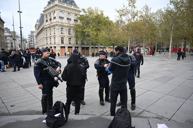 French police conduct security and identity checks in Paris ahead of protests PARIS, FRANCE - OCTOBER 24: French police officers conduct identity controls and security checks on demonstrators and passersby at Place de la Republique in central Paris, France on Saturday, October 24, 2026. Due to planned demonstrations across the country, security forces have heightened their state of alert in major squares throughout Paris, established perimeter checkpoints, and increased police patrols. Mouneb Taim Anadolu Paris France. Editorial use only. Please get in touch for any other usage.  Copyright: x2026xAnadoluxMounebxTaimx