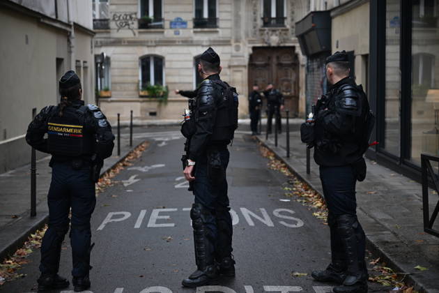 French police conduct security and identity checks in Paris ahead of protests PARIS, FRANCE - OCTOBER 24: French police officers take security measures as commercial establishments, bank branches, and luxury boutiques in central Paris are seen securing their storefronts with wooden protective panels and metal barricades in central Paris, France on Saturday, October 24, 2026. Due to planned demonstrations across the country, security forces have heightened their state of alert in major squares throughout Paris, established perimeter checkpoints, and increased police patrols. Mouneb Taim Anadolu Paris France. Editorial use only. Please get in touch for any other usage.  Copyright: x2026xAnadoluxMounebxTaimx