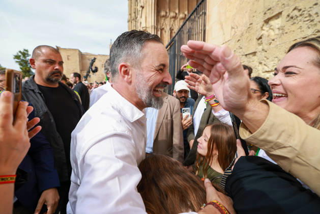Abascal Holds a Public Rally in Palma Vox President Santiago Abascal during a Vox public rally as part of the pre-campaign for the general election on November 29, at La Seu de Mallorca, on October 24, 2026, in Palma de Mallorca, Mallorca, Balearic Islands, Spain. Abascal is the first leader of one of the major parties running in the general election to have announced public events in the Balearic Islands. OCTOBER 24, 2026. Tomàs Moyà. Palma de Mallorca, Mallorca, Isl. Palma de Mallorca, Mallorca, Spain  Copyright: xTomÃ sxMoyÃ x 7866490
