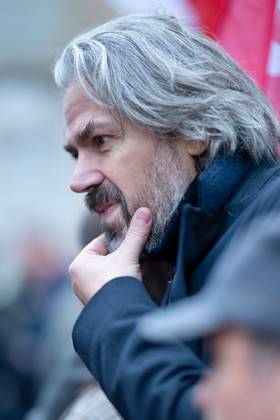 Politics at Demonstration Against French Far-Right Party RN - Orleans La France Insoumise - Nouveau Front Populaire s group MP Aymeric Caron attending demonstration against French far-right party French far-right party Rassemblement National RN in Orleans, France on October 24 2026 before the beginning of the XIXth Congress French far-right party Rassemblement National RN organized in Orleans. Photo by Franck Castel ABACAPRESS.COM Orleans France  Copyright: xCastelxFranck ABACAx