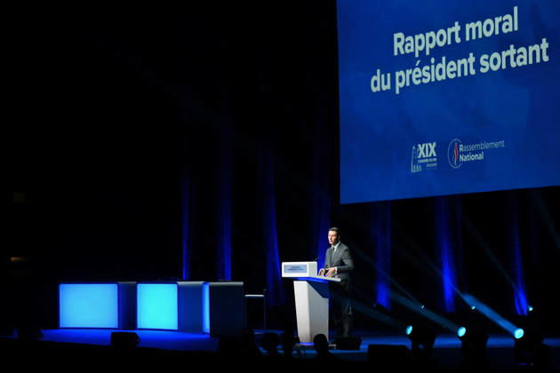XIXth Congress French Far-right Party RN - Orleans President of French far-right party Rassemblement National RN Jordan Bardella on stage during the XIXth Congress of Rassemblement National RN, in Orleans, France on October 24 2026. Photo by Franck Castel ABACAPRESS.COM Orleans France  Copyright: xCastelxFranck ABACAx