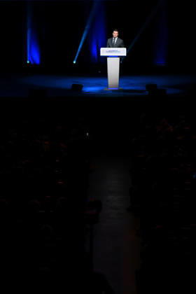 XIXth Congress French Far-right Party RN - Orleans President of French far-right party Rassemblement National RN Jordan Bardella on stage during the XIXth Congress of Rassemblement National RN, in Orleans, France on October 24 2026. Photo by Franck Castel ABACAPRESS.COM Orleans France  Copyright: xCastelxFranck ABACAx