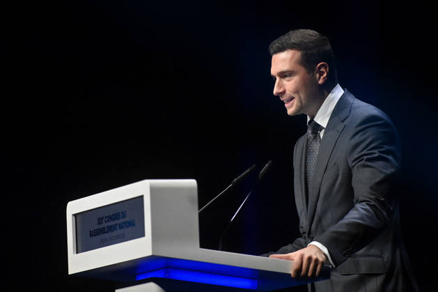 XIXth Congress French Far-right Party RN - Orleans President of French far-right party Rassemblement National RN Jordan Bardella on stage during the XIXth Congress of Rassemblement National RN, in Orleans, France on October 24 2026. Photo by Franck Castel ABACAPRESS.COM Orleans France  Copyright: xCastelxFranck ABACAx