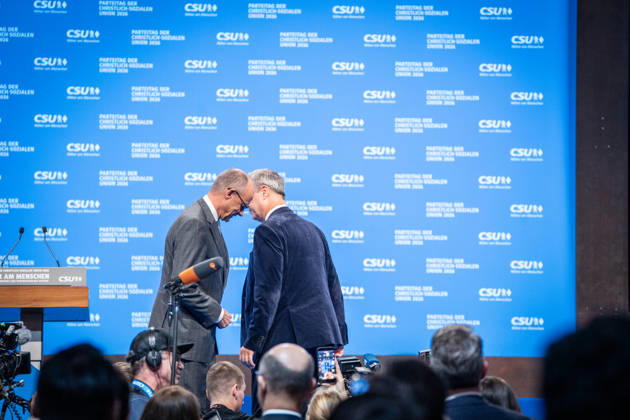Chancellor Friedrich Merz speaks at the CSU Party Convention in Munich; CSU Party Convention in Munich, Munich, Bavaria, Germany; Munich Trade Fair Grounds