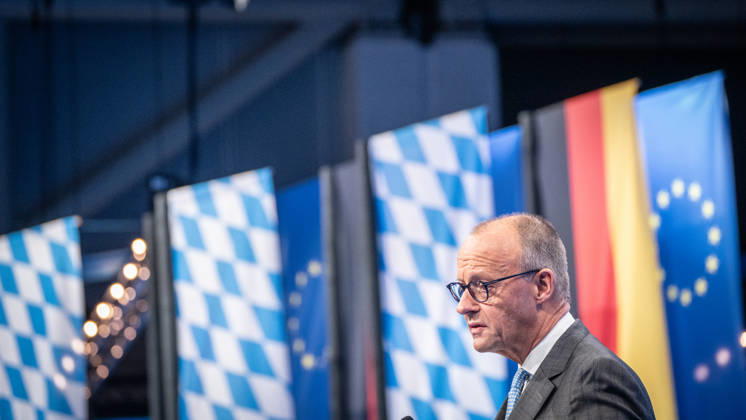 Chancellor Friedrich Merz speaks at the CSU Party Convention in Munich; CSU Party Convention in Munich, Munich, Bavaria, Germany; Munich Trade Fair Grounds