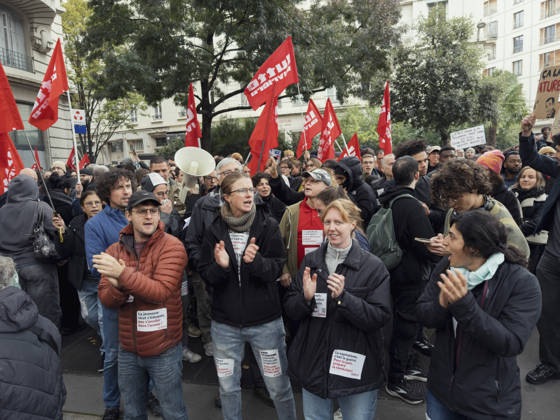 Lyon France Anti-Government Protest Demonstrators carry red union flags during a street protest in Lyon, France, on October 24, 2026. The demonstration took place amid renewed protests over living costs, wages and public services, while authorities restricted gatherings in parts of central Lyon following unrest during demonstrations the previous weekend. Lyon Rhone Alpes France Copyright: xAbolfazlxSalmanzadehx