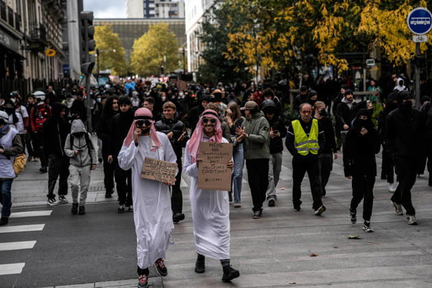 Police intervene in demonstrators amid ongoing protests in Nancy NANCY, FRANCE - OCTOBER 24: Protesters holding banners gather as police take security measures during a demonstration amid ongoing social and political tensions in Nancy, France, on October 24, 2026. Muhammed Said Tako Anadolu Nancy France. Editorial use only. Please get in touch for any other usage.  Copyright: x2026xAnadoluxMuhammedxSaidxTakox