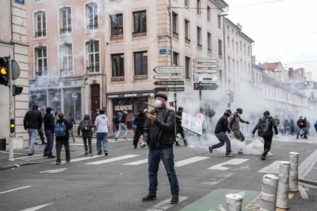 Police intervene in demonstrators amid ongoing protests in Nancy NANCY, FRANCE - OCTOBER 24: Police clash with protesters with water cannons and tear gas during a demonstration amid ongoing social and political tensions in Nancy, France, on October 24, 2026. Muhammed Said Tako Anadolu Nancy France. Editorial use only. Please get in touch for any other usage.  Copyright: x2026xAnadoluxMuhammedxSaidxTakox