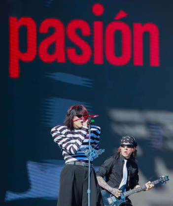 October 24, 2026, Tijuana, Baja California, Mexico: Mexican alternative pop artist BRUSES sings on stage in front of a giant screen displaying the word pasion (passion in Spanish) alongside a live backing guitarist during the Tecate Peninsula 2026 music festival at Explanada Estadio Caliente in Tijuana, Baja California, Mexico, October 24, 2026. Tijuana Mexico - ZUMAm311 20261024_zip_m311_008 Copyright: xAlbertoxMartinezx