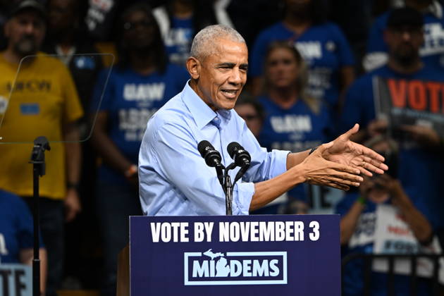 Former United States President Barack Obama, speaks at a Democratic candidates rally at Cass Technical High School in Detroit, Michigan, USA on Saturday, October 24, 2026. Winning US Senate and US House races in the swing state of Michigan is central to Democratic hopes to wrest power in both chambers of the US Congress from the Republicans. Copyright: xKylexMazzax xCNPx MediaPunchx