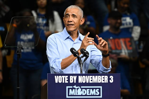 Former United States President Barack Obama, speaks at a Democratic candidates rally at Cass Technical High School in Detroit, Michigan, USA on Saturday, October 24, 2026. Winning US Senate and US House races in the swing state of Michigan is central to Democratic hopes to wrest power in both chambers of the US Congress from the Republicans. Copyright: xKylexMazzax xCNPx MediaPunchx