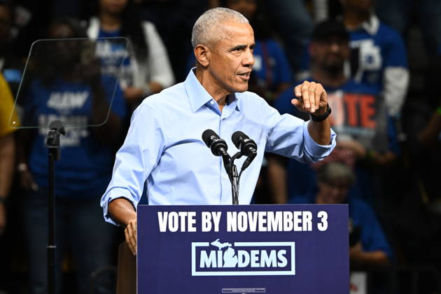 Former United States President Barack Obama, speaks at a Democratic candidates rally at Cass Technical High School in Detroit, Michigan, USA on Saturday, October 24, 2026. Winning US Senate and US House races in the swing state of Michigan is central to Democratic hopes to wrest power in both chambers of the US Congress from the Republicans. Copyright: xKylexMazzax xCNPx MediaPunchx
