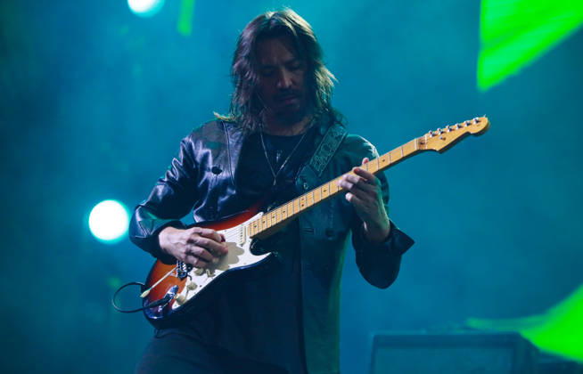 October 24, 2026, Tijuana, Baja California, Mexico: Guitarist RODRIGO BAILLS performs an electric guitar solo live on stage with Mexican rock band Caifanes during the Tecate Peninsula 2026 music festival at Explanada Estadio Caliente in Tijuana, Baja California, Mexico, October 24, 2026. Tijuana Mexico - ZUMAm311 20261024_zip_m311_015 Copyright: xAlbertoxMartinezx