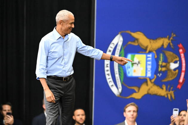Former United States President Barack Obama, takes the stage to speak at a Democratic candidates rally at Cass Technical High School in Detroit, Michigan, USA on Saturday, October 24, 2026. Winning US Senate and US House races in the swing state of Michigan is central to Democratic hopes to wrest power in both chambers of the US Congress from the Republicans. Copyright: xKylexMazzax xCNPx MediaPunchx