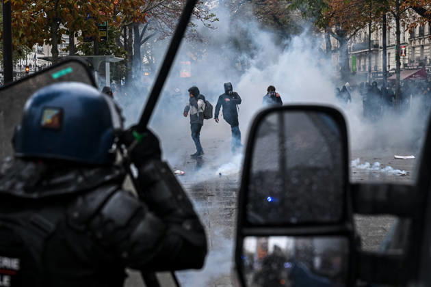 October 24, 2026, Paris, Antwerp, France: PARIS - OCTOBER 24 2026..110,000 people have taken to the streets in Paris for the second weekend running. Across France, the figure stands at 450,000. .The City of Paris authorised a demonstration away from the city centre after events got completely out of hand last weekend..Various trade unions, united under the well-known banner of Les Gilets Jaunes, together with the young people who have been protesting for weeks, had called for this demonstration..It was a colourful mix of young and old and people of all ethnicities¦ who took to the streets together to demand, amongst other things, greater purchasing power, to protest against the genocide in Gaza and against racism¦..Shortly after - ZUMAr234 20261024_zip_r234_025 Copyright: xBobxReijndersx