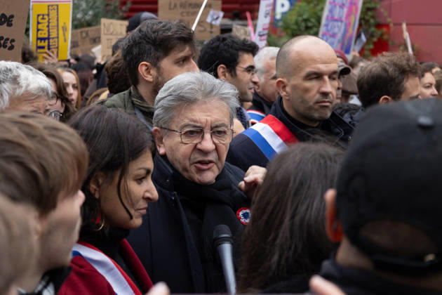 Politics At Yellow Vests Protest Act II - Paris Jean Luc Melenchon take part in a protest against the rising cost of living in Paris, France, on October 24, 2026. Photo by Shana Abitbol ABACAPRESS.COM Paris France  Copyright: xAbitbolxShanax xABACAx