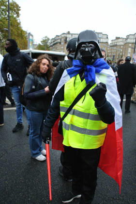 Yellow Vests Protest Act II - Paris Demonstration in favor of purchasing power, the protection of public services, and fiscal and social justice, as part of a nationwide call for mobilisation bringing together former members of the Yellow Vest movement, labor unions, high school and university students. in Paris on October 24, 2026. Photo by Karim Ait Adjedjou ABACAPRESS.COM Paris France  Copyright: xAitxAdjedjouxKarim ABACAx