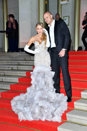 Jenny Elvers with her son Paul Jolig at the 2026 Leipzig Opera Ball at the Leipzig Opera on October 24, 2026