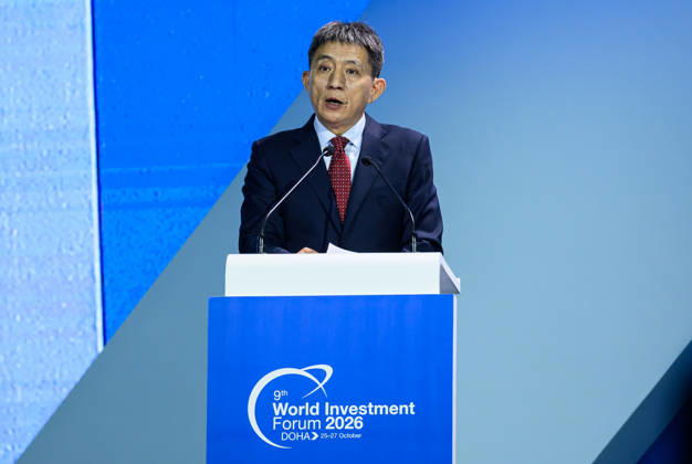 9th World Investment Forum (WIF 2026) in Doha Li Chenggang, International Trade Representative of China, speaks during a plenary session following the opening ceremony of the 9th World Investment Forum (WIF 2026).The three-day summit, organized by UN Trade and Development (UNCTAD). Doha QATAR Copyright: xNoushadxVARIYATTIYAKKALxx xSOPAxImagesx