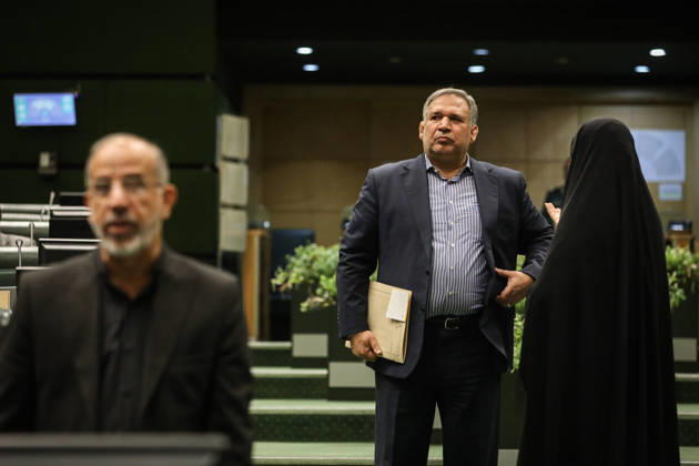 October 25, 2026, Tehran, Iran: A suited man carrying a folder stands talking to a woman in a black chador near an entrance to the parliament chamber at the Islamic Consultative Assembly in Tehran, Iran, on October 25, 2026. The Iranian parliament held a hybrid open sitting, with some lawmakers attending in the Tehran chamber and others participating remotely, according to parliamentary reports. Tehran Iran - ZUMAi98_ 20261025_zih_i98_052 Copyright: xIcanax