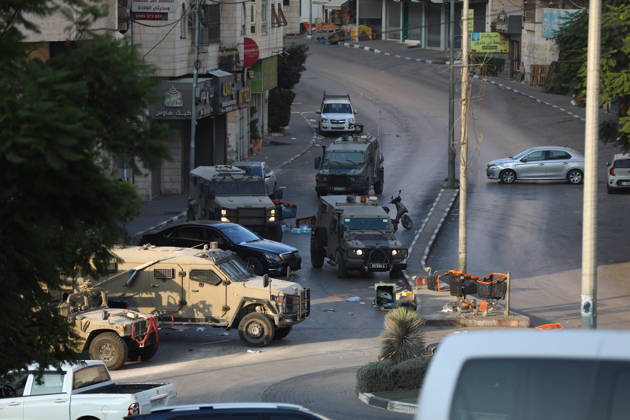 Strict security measures enforced in Hebron s Deir Bahha neighborhood HEBRON, WEST BANK, PALESTINE - OCTOBER 25: Israeli soldiers enforce strict security measures and maintain a military blockade in the Deir Bahha neighborhood of Hebron, West Bank, Palestine on October 25, 2026. The wide-scale military operation entered its third day following an armed attack at an Israeli military checkpoint in the Farsh al-Hawa area at the city s northwestern entrance on October 23, with troops sealing off roads and patrolling residential areas where the two Palestinian suspects involved in the incident lived. Wisam Hashlamoun Anadolu Hebron West Bank. Editorial use only. Please get in touch for any other usage.  Copyright: x2026xAnadoluxWisamxHashlamounx