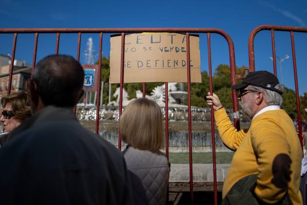 October 25, 2026, Madrid, Spain: A banner reads Ceuta is not for sale; Ceuta defends itself, displayed during a demonstration for Ceuta in Madrid..Thousands of people in Madrid have rallied in support of the demands made by women from CeutaÃ¢â‚¬known locally as caballas Ã¢â‚¬who are calling for a return to normalcy in the autonomous city. Madrid Spain  - ZUMAs197 20261025_aaa_s197_114 Copyright: xDavidxCanalesx