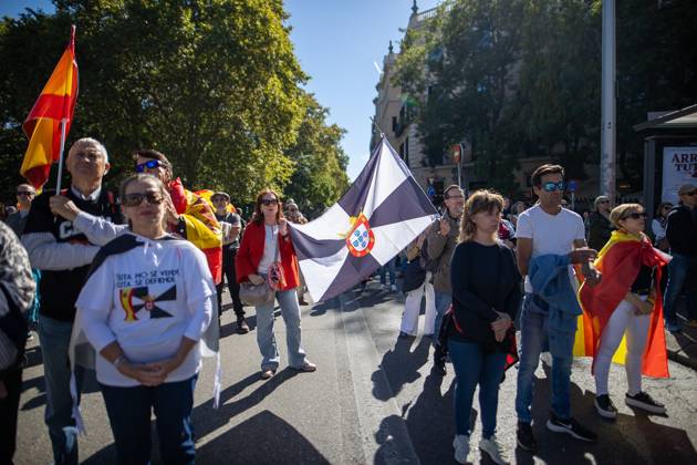 October 25, 2026, Madrid, Spain: A woman waves a flag of Ceuta..Thousands of people in Madrid have rallied in support of the demands made by women from CeutaÃ¢â‚¬known locally as caballas Ã¢â‚¬who are calling for a return to normalcy in the autonomous city. Madrid Spain  - ZUMAs197 20261025_aaa_s197_117 Copyright: xDavidxCanalesx