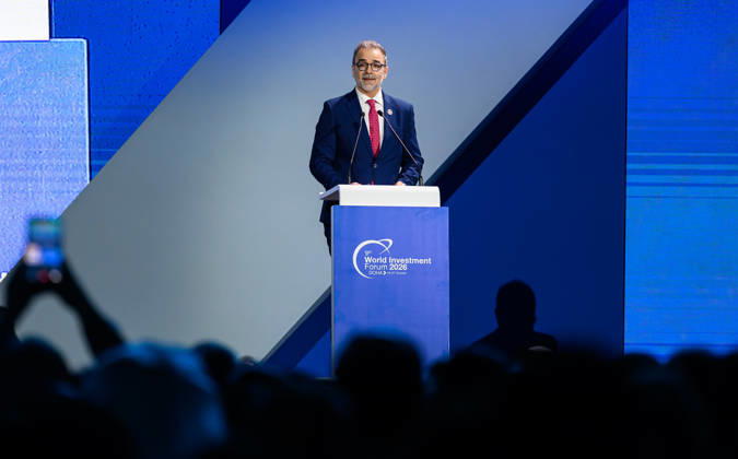 October 25, 2026, Doha, Qatar: Pedro Manuel Moreno, Acting Secretary-General, UN Trade and Development (UNCTAD), speaks during the opening ceremony of the 9th World Investment Forum (WIF 2026). The three-day summit, organized by United Nations Conference on Trade and Development Doha Qatar  - ZUMAs197 20261025_aaa_s197_133 Copyright: xNoushadxVariyattiyakkalx