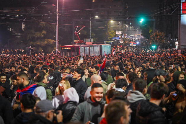October 25, 2026, Belgrade, Belgrade, Serbia: Citywide euphoria breaks out in Belgrade as former president Aleksandar VuÄiÄ‡ admits defeat on the night of the Serbian elections on 25 October, 2026 Belgrade Serbia - ZUMAa256 20261025_zip_a256_034 Copyright: xDanielxAlfoldix