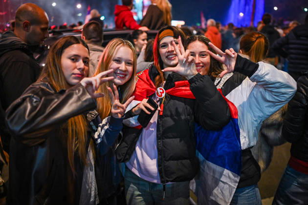 October 26, 2026, Belgrade, Belgrade, Serbia: Citywide euphoria breaks out in Belgrade as former president Aleksandar VuÄiÄ‡ admits defeat on the night of the Serbian elections on 25 October, 2026 Belgrade Serbia - ZUMAa256 20261026_zip_a256_003 Copyright: xDanielxAlfoldix