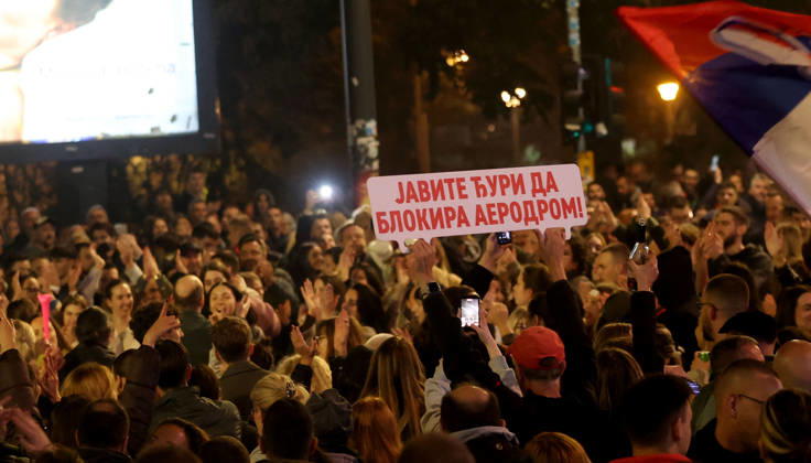 25.10.2026 Belgrade(Serbia) Politics Life Reactions after the election results The fall of regime after 14 years and the change of authorities government Celebration of victory Student list with transparent of blocked the airport