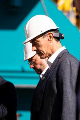 Sánchez Visits the Armón Shipyard and Baleària’s G034 Ferry in Gijón Prime Minister Pedro Sánchez during a visit to the Armón Shipyard on October 26, 2026, in Gijón, Asturias, Spain. Sánchez visited the shipyard to see Baleària’s G034 ferry firsthand, the shipping company’s first 87-meter-long aluminum high-speed catamaran ferry with 100% electric propulsion, equipped with a high-capacity battery system, October 26, 2026, Spain  Copyright: xJuanxVegax 7870811