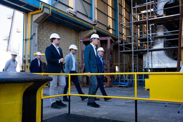 Sánchez Visits the Armón Shipyards and the Baleària Ferry G034 in Gijón Prime Minister Pedro Sánchez, and the President of the Principality of Asturias, Adrián Barbón, during a visit to the Armón Shipyards on October 26, 2026, in Gijón, Asturias, Spain. Sánchez visited the shipyard to see Baleària’s G034 ferry firsthand, the shipping company’s first 87-meter-long aluminum high-speed catamaran ferry with 100% electric propulsion, equipped with a high-capacity battery system, October 26, 2026, Spain Copyright: xJuanxVegax 7870817