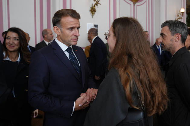 President Macron visits Marseille a Week After the Riots - France French President Emmanuel Macron meets with business owners whose businesses were damaged during recent riots in Marseille, France, Monday, October 26, 2026, during a visit to notice the return of republican order after the violence and looting that punctuated the citizen mobilization of October 17, 2026. Protests by high school students over learning conditions sparked a movement that has since spread nationwide, fuelled by broader anger over the rising cost of living. Photo by Aurelien Morissard Pool ABACAPRESS.COM Marseille France  Copyright: xMorissardxAurelien Pool ABACAx