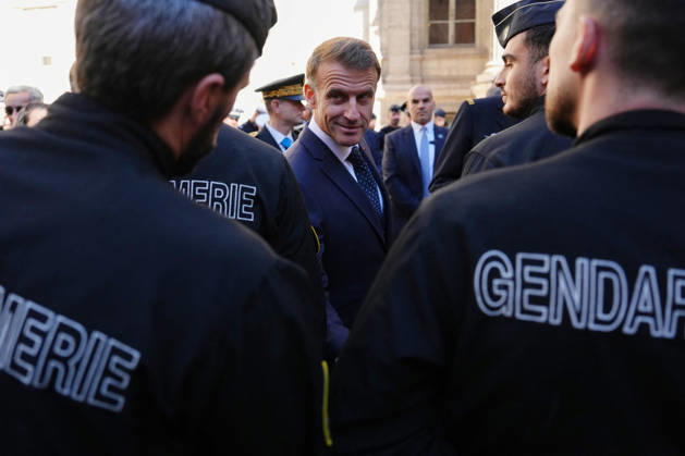 President Macron visits Marseille a Week After the Riots - France French President Emmanuel Macron meets with the police force in Marseille, France, Monday, October 26, 2026, during a visit to notice the return of republican order after the violence and looting that punctuated the citizen mobilization of October 17, 2026. Protests by high school students over learning conditions sparked a movement that has since spread nationwide, fuelled by broader anger over the rising cost of living. Photo by Aurelien Morissard Pool ABACAPRESS.COM Marseille France  Copyright: xMorissardxAurelien Pool ABACAx