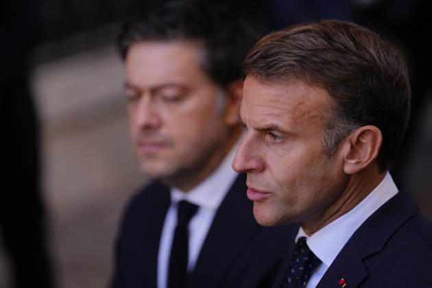 President Macron visits Marseille a Week After the Riots - France French President Emmanuel Macron and Marseille Mayor Benoit Payan address the media in Marseille, France, Monday, October 26, 2026, during a visit to notice the return of republican order after the violence and looting that punctuated the citizen mobilization of October 17, 2026. Protests by high school students over learning conditions sparked a movement that has since spread nationwide, fuelled by broader anger over the rising cost of living. Photo by Aurelien Morissard Pool ABACAPRESS.COM Marseille France  Copyright: xMorissardxAurelien Pool ABACAx