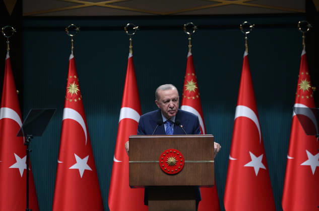 Turkish President Recep Tayyip Erdogan ANKARA, TURKIYE - OCTOBER 26: (----EDITORIAL USE ONLY - MANDATORY CREDIT - TURKISH PRESIDENCY MUSTAFA KAMACI HANDOUT - NO MARKETING NO ADVERTISING CAMPAIGNS - DISTRIBUTED AS A SERVICE TO CLIENTS----) Turkish President Recep Tayyip Erdogan delivers a statement to members of the press following the Presidential Cabinet Meeting held under his chairmanship at the Presidential Complex in Ankara, Turkiye on October 26, 2026. TUR Presidency Mustafa Kamaci Anadolu Ankara Turkey. Editorial use only. Please get in touch for any other usage.  Copyright: x2026xAnadoluxTURxPresidencyx xMustafaxKamacix